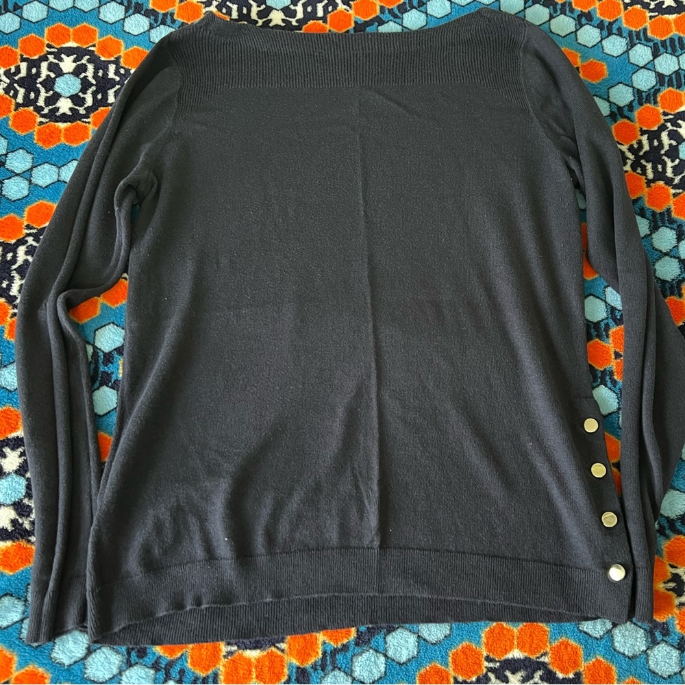 Ann Taylor Navy Blue with Button Accent Sweater